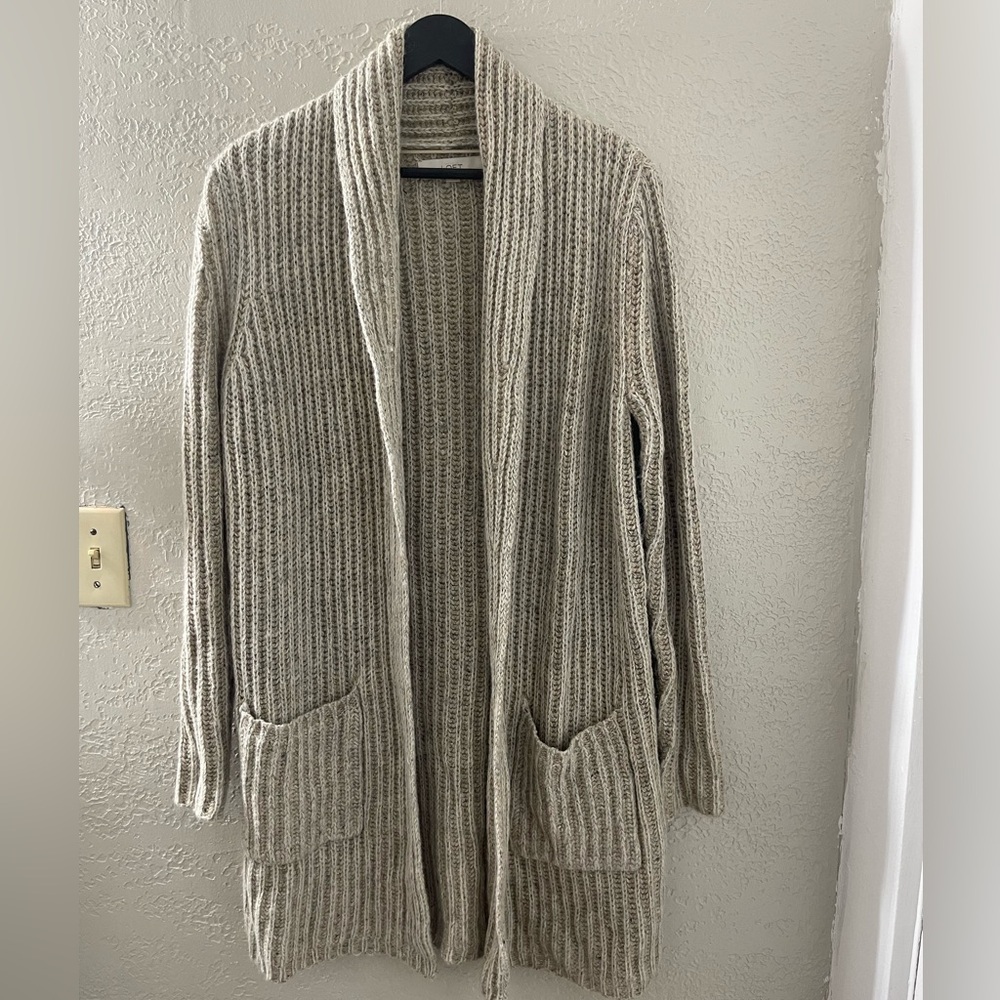 LOFT Women's Cozy Oversized‎ Textured Beige Knit Sweater Size Small